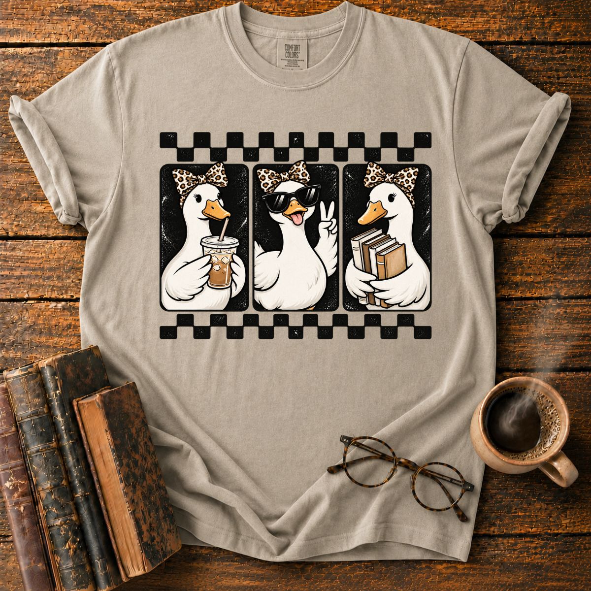 Cute Duck With Books T-Shirt