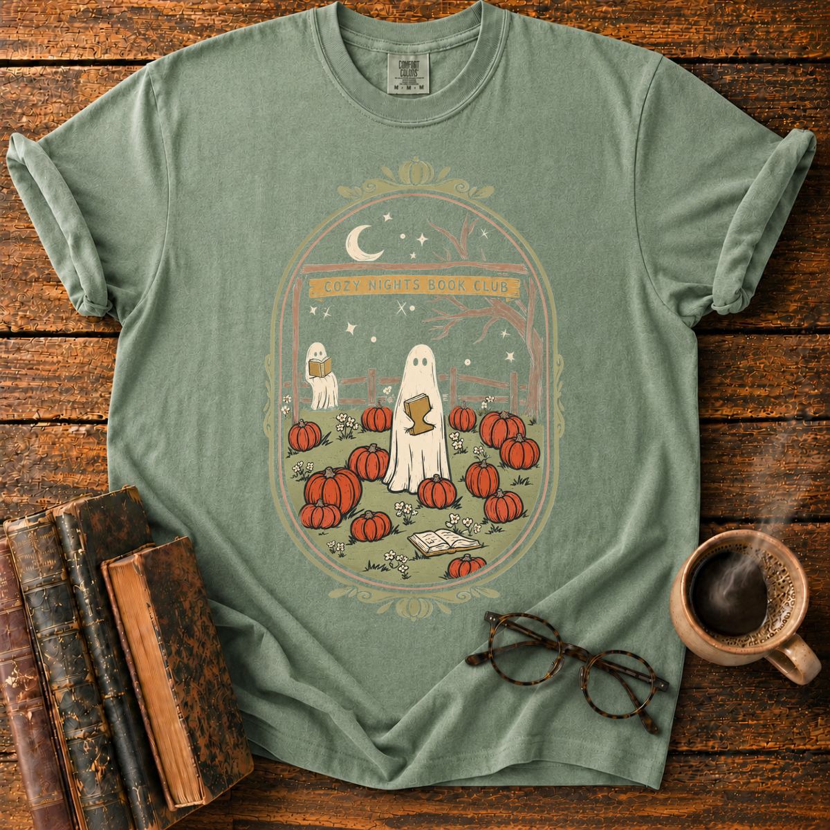 Cozy Nights Book Club Pumpkin T-Shirt