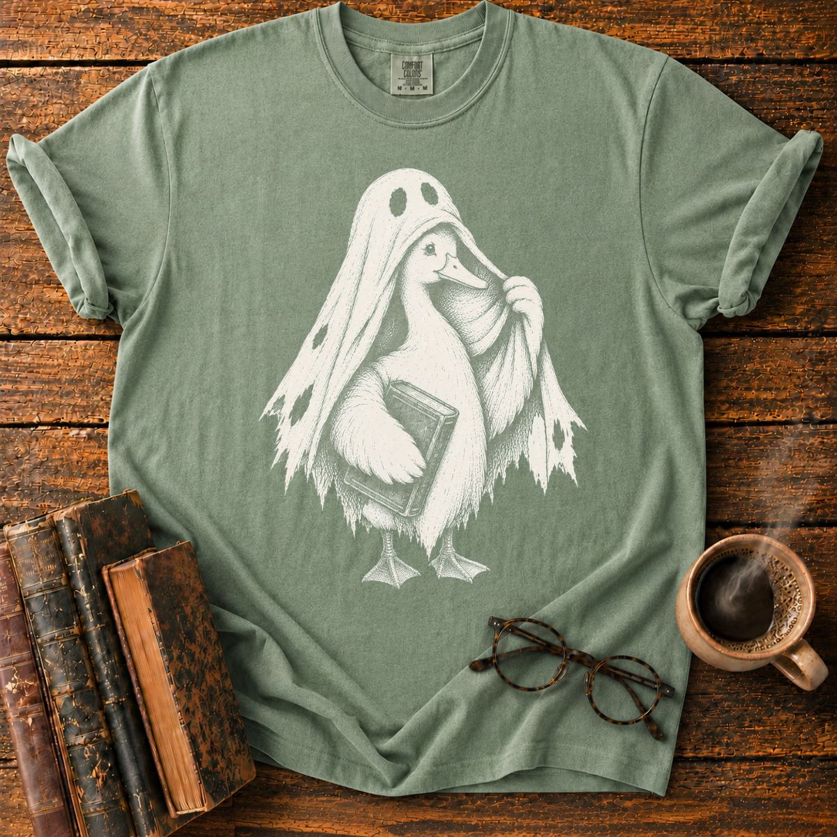 Ghostly Goose with a Book T-Shirt