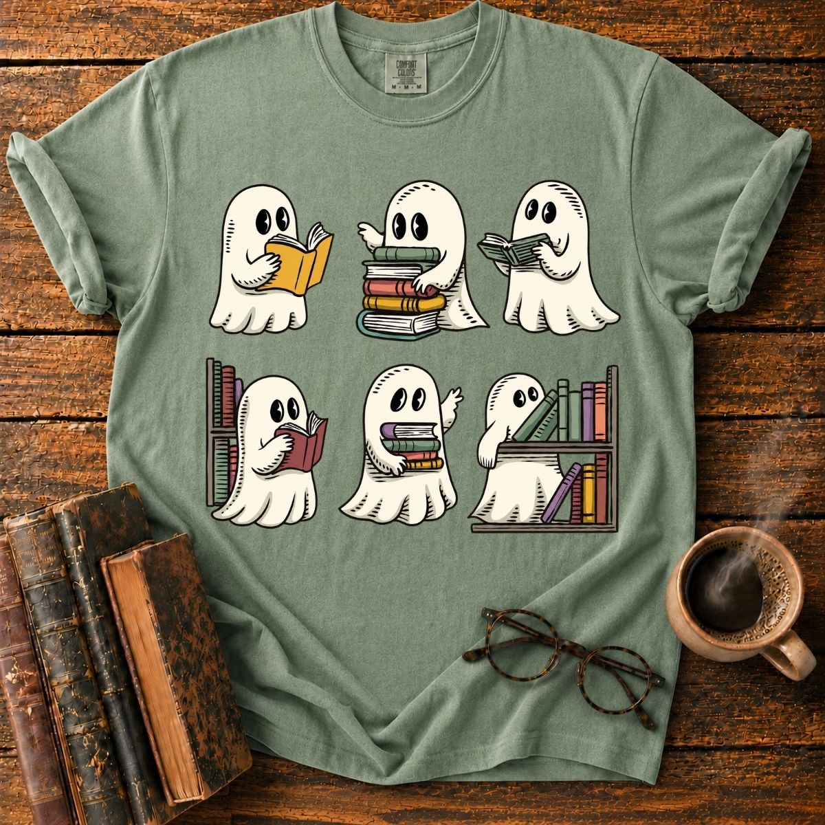 Cute Ghost Library Sticker Set T-Shirt