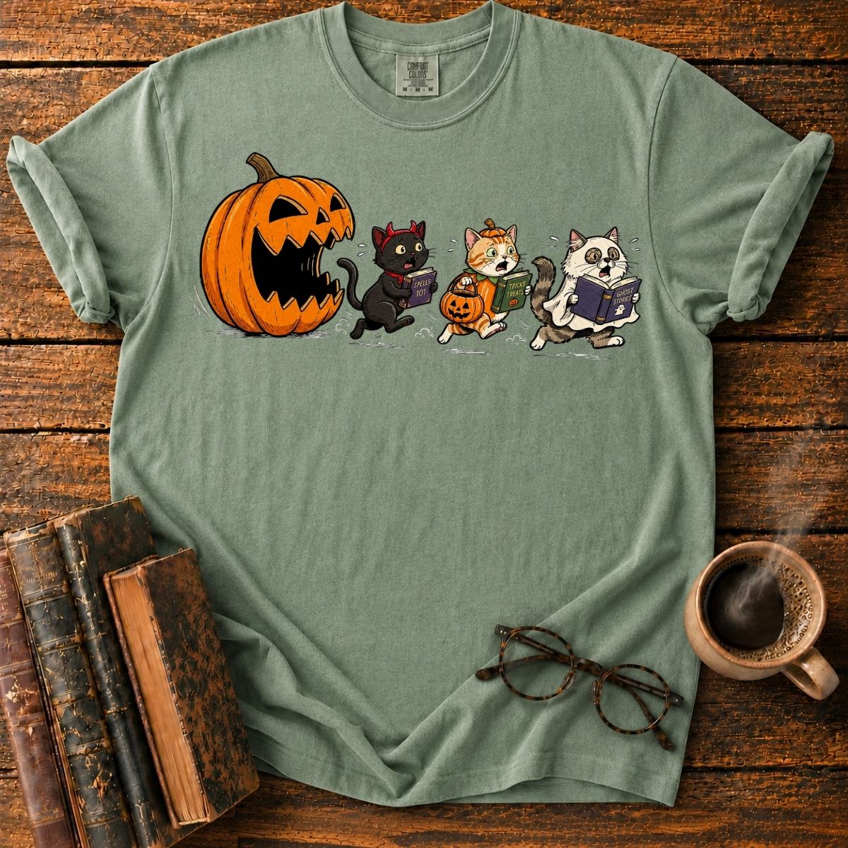 Pumpkin Chase_ Halloween Cat Chaos T-Shirt