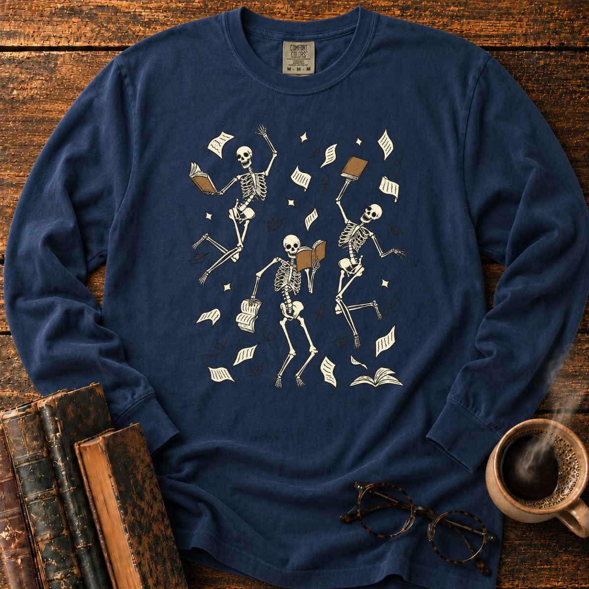 Dancing Skeletons Books LS T-Shirt