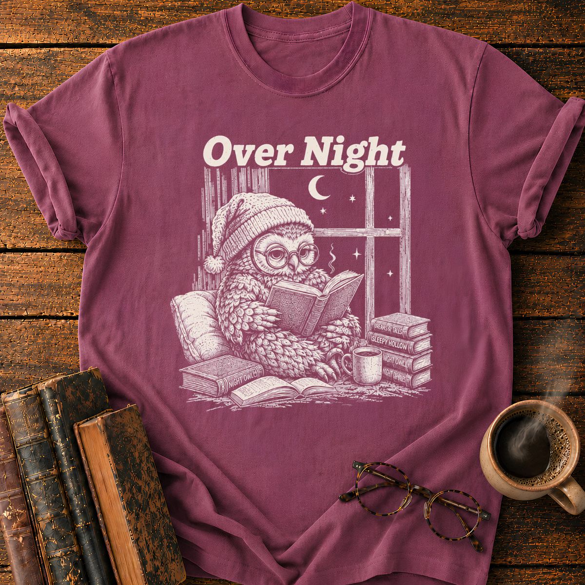 Cozy Night Owl Reading A Book T-Shirt