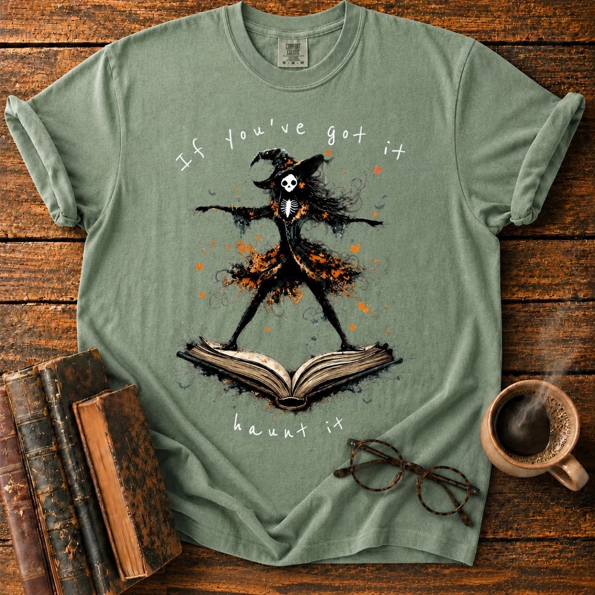 Haunted Witch on an Open Book T-Shirt