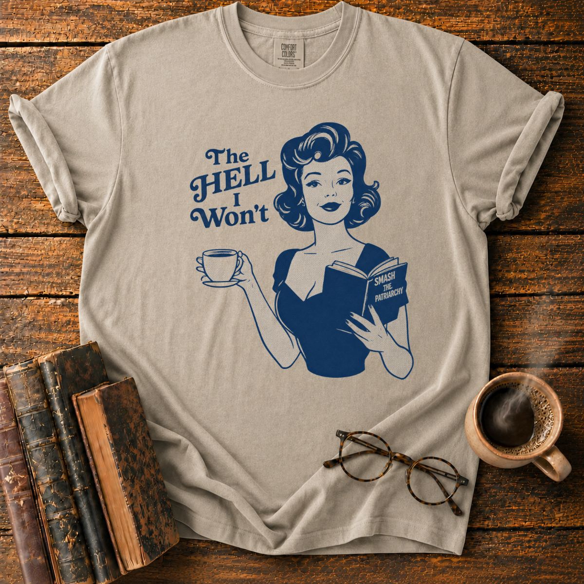 Vintage Housewife with a Revolutionary Book T-Shirt