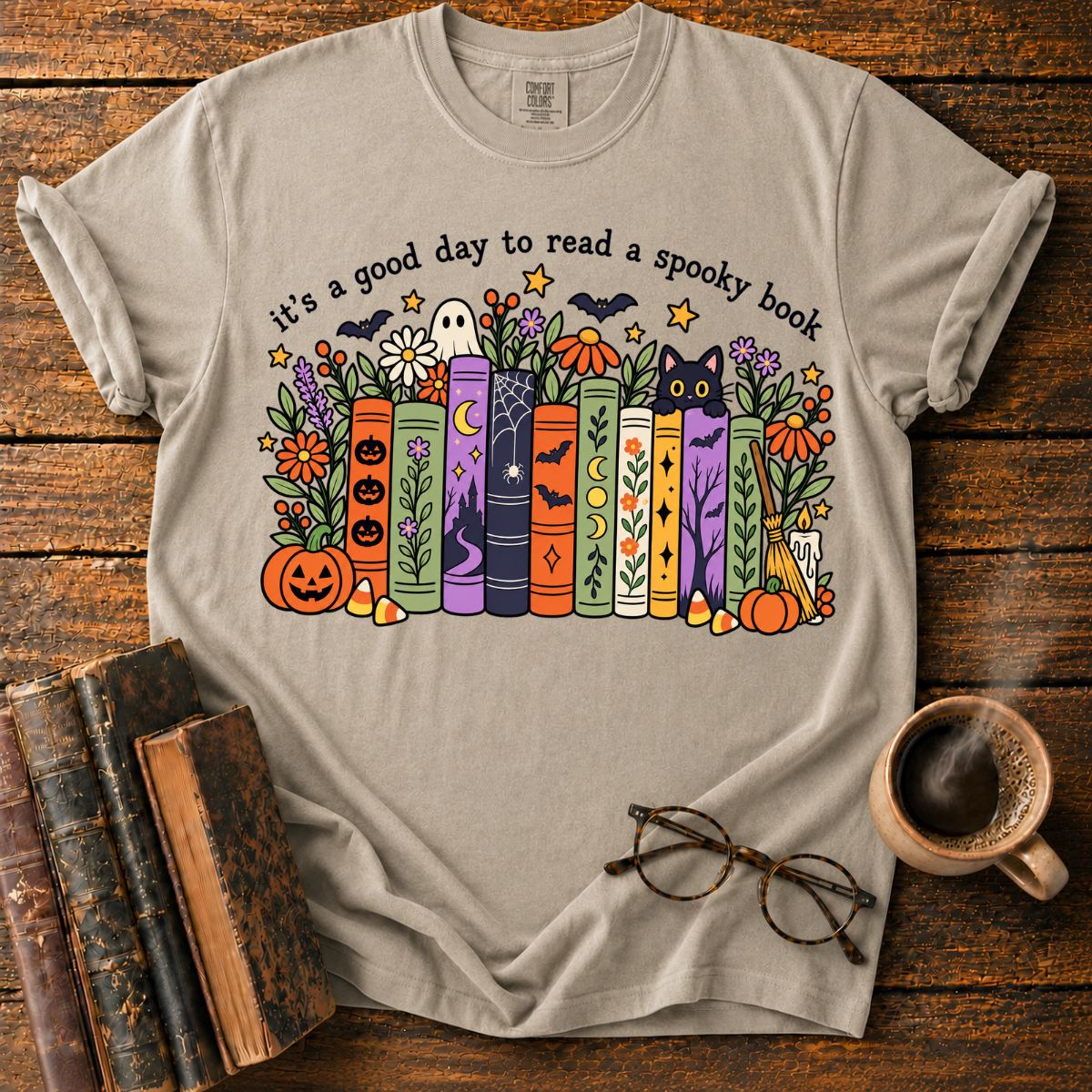 A Cozy Day to Read Spooky Books T-Shirt