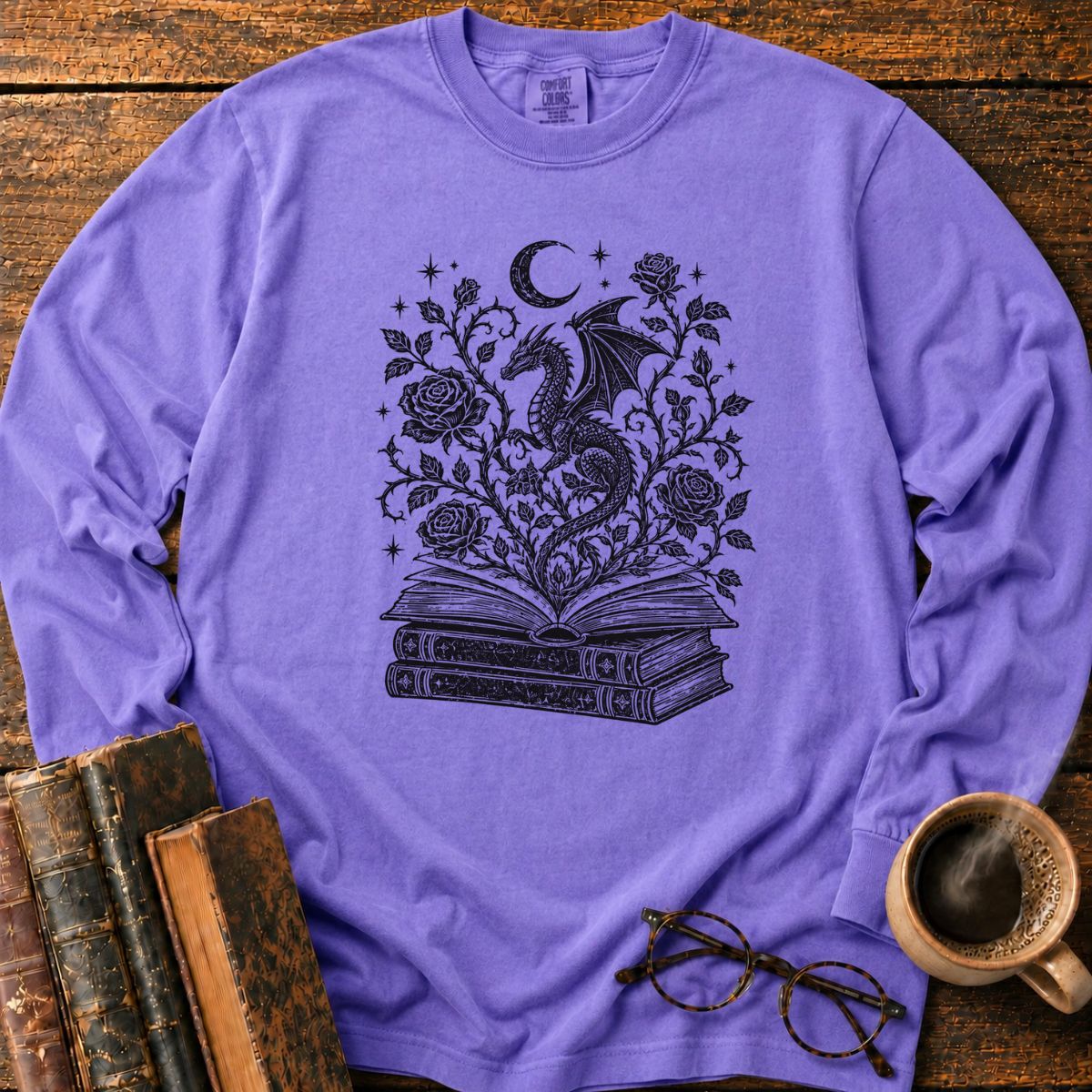 Dragon Rose Book LS T-Shirt
