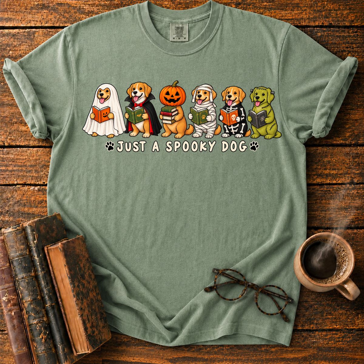 Spooky Bookish Dogs Halloween T-Shirt