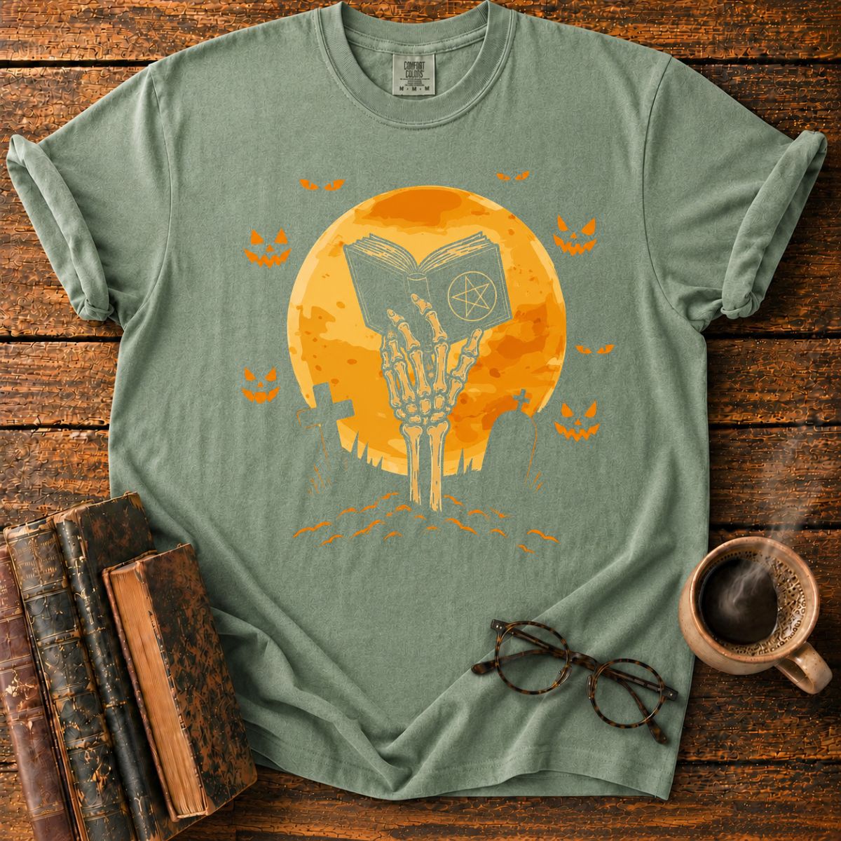 Skeletal Hand Beneath the Haunted Moon T-Shirt