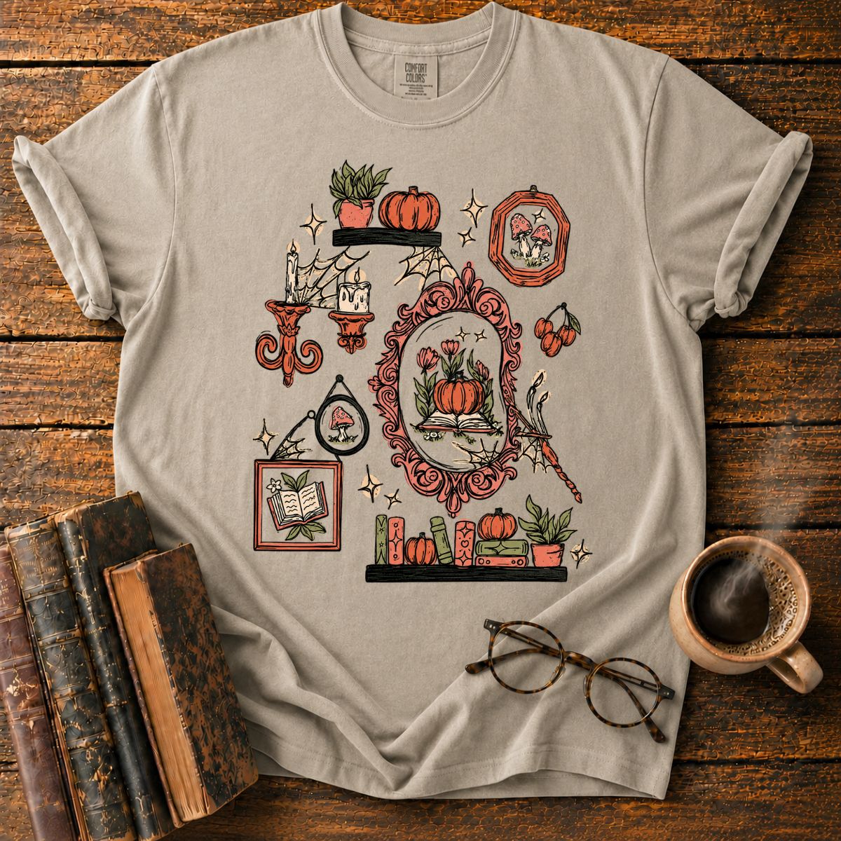 Witchy Garden Library Collage T-Shirt
