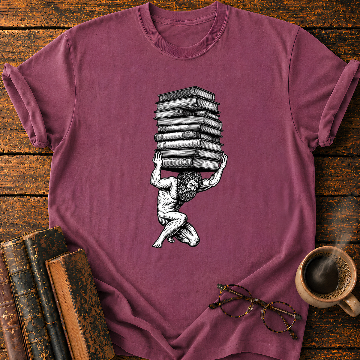 Atlas Bearing the Stack of Books T-Shirt