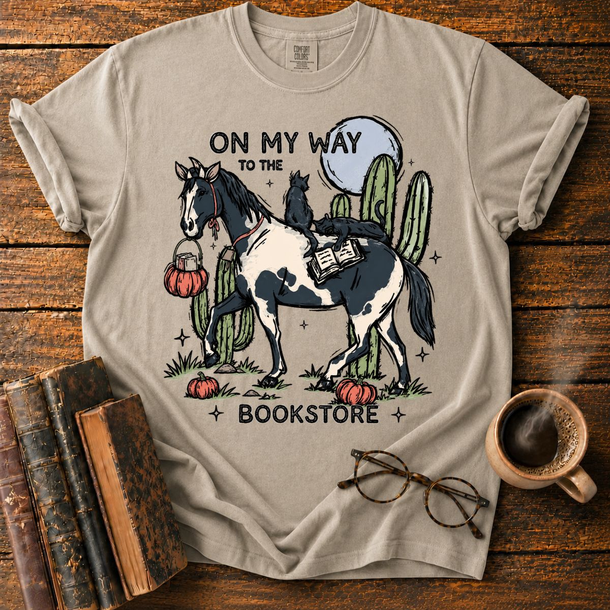 Horse/Cats To the Bookstore T-Shirt