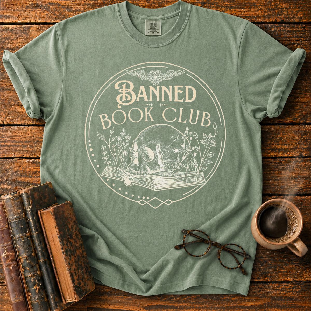 Banned Book Club Skull Emblem T-Shirt