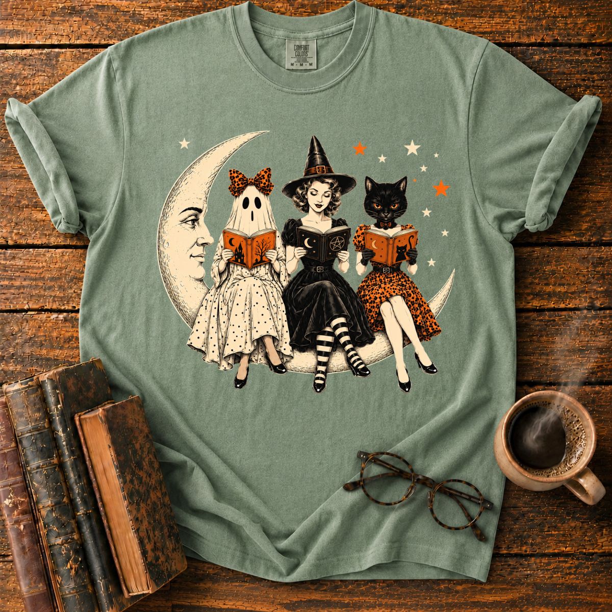 Vintage Halloween Moonlit Readers T-Shirt