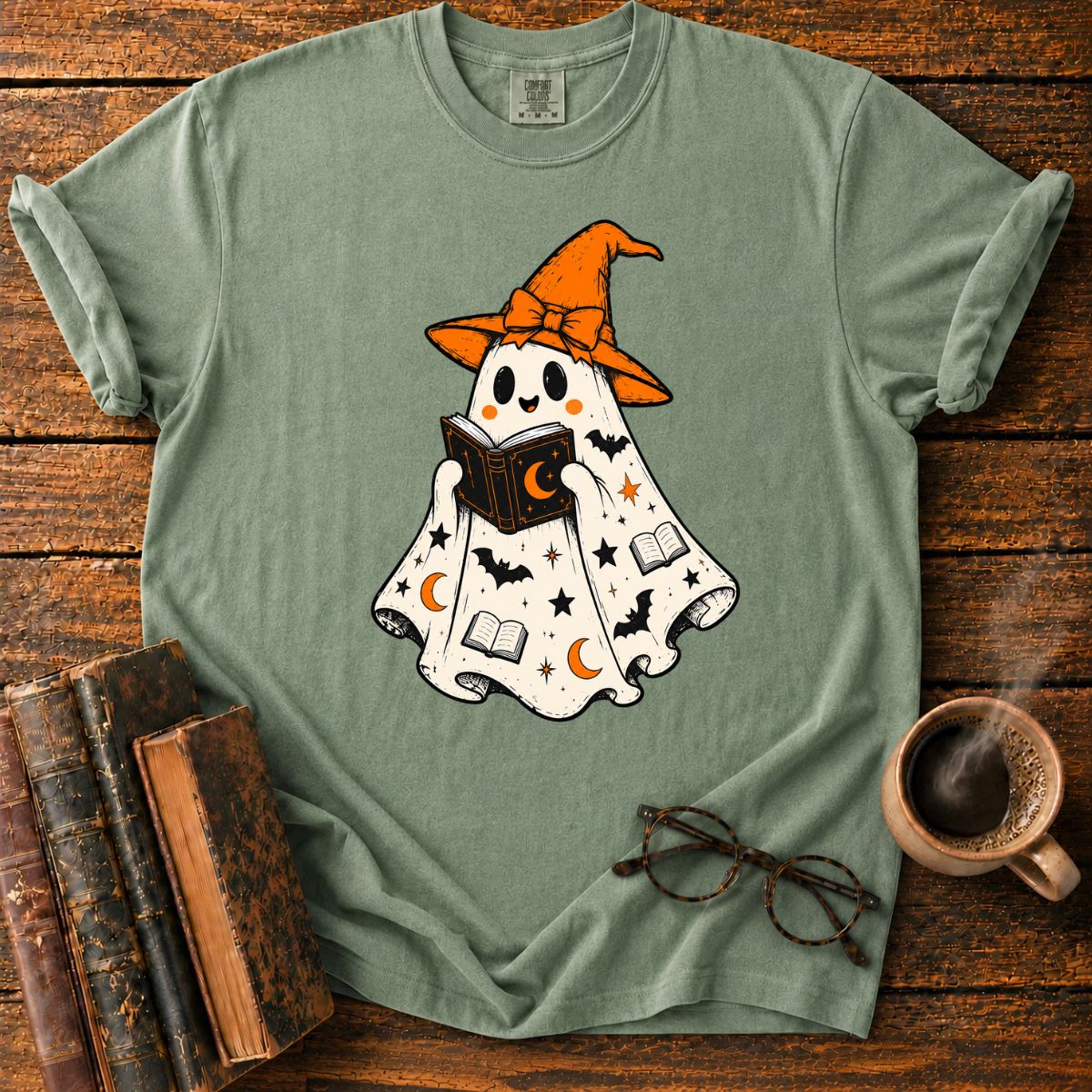 Halloween Ghost Reading Spellbook T-Shirt