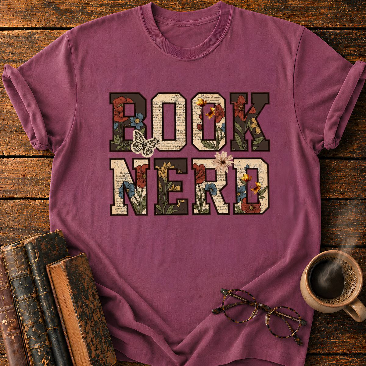 Book Nerd Typography T-Shirt