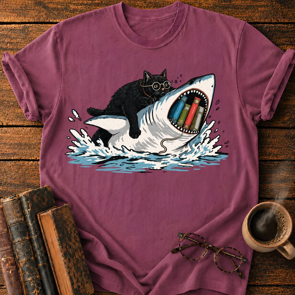 Cat Rides a Shark T-Shirt