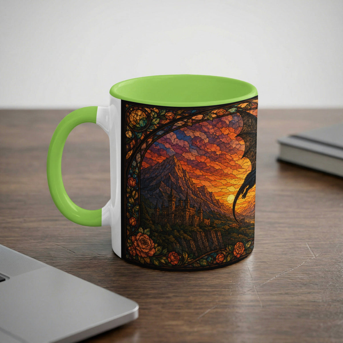 Golden Hour Dragon Stained Glass Mug