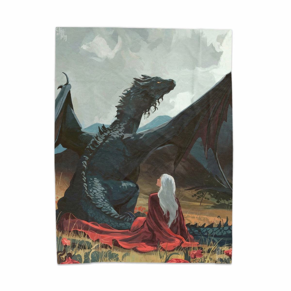 Manon Blackbeak in a Field Velveteen Plush Blanket