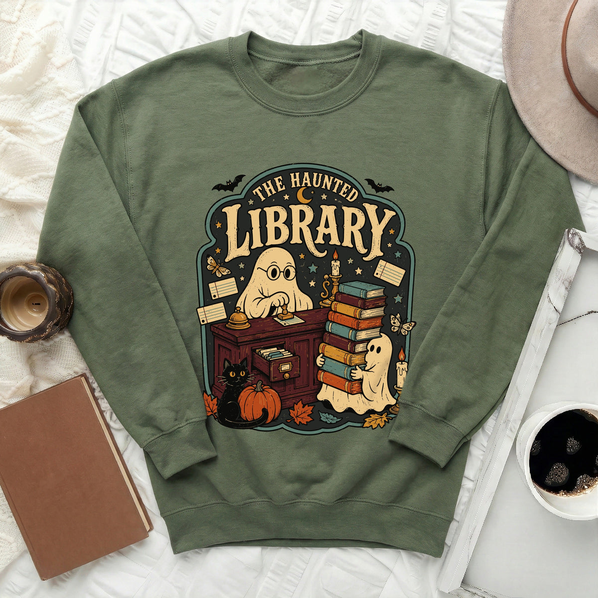 Haunted Library Ghost Sweatshirt
