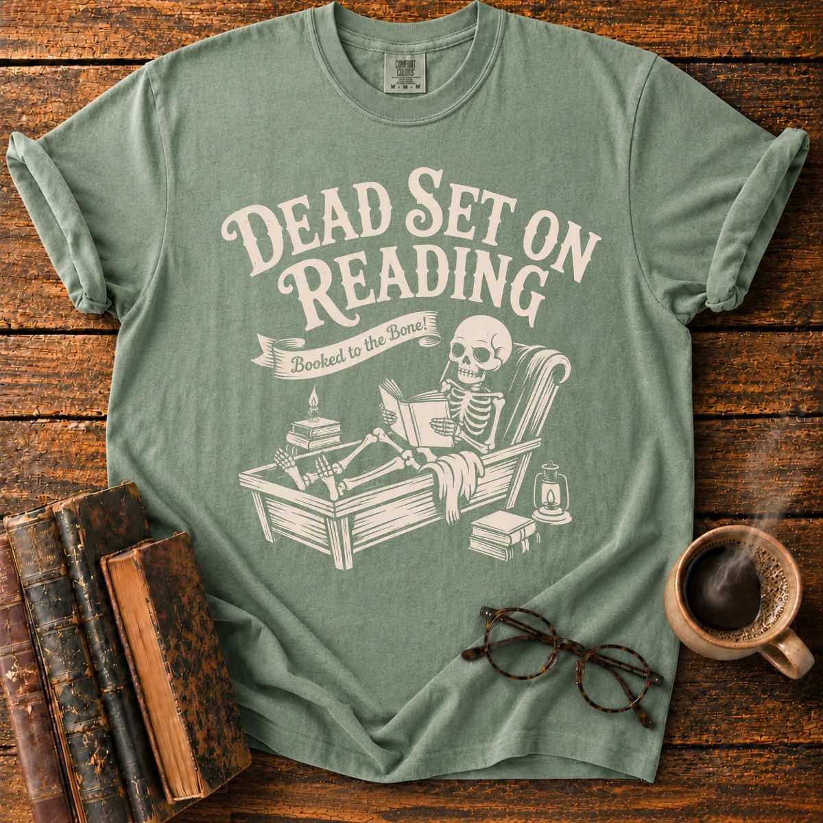 Dead Set On Reading Skeleton T-Shirt