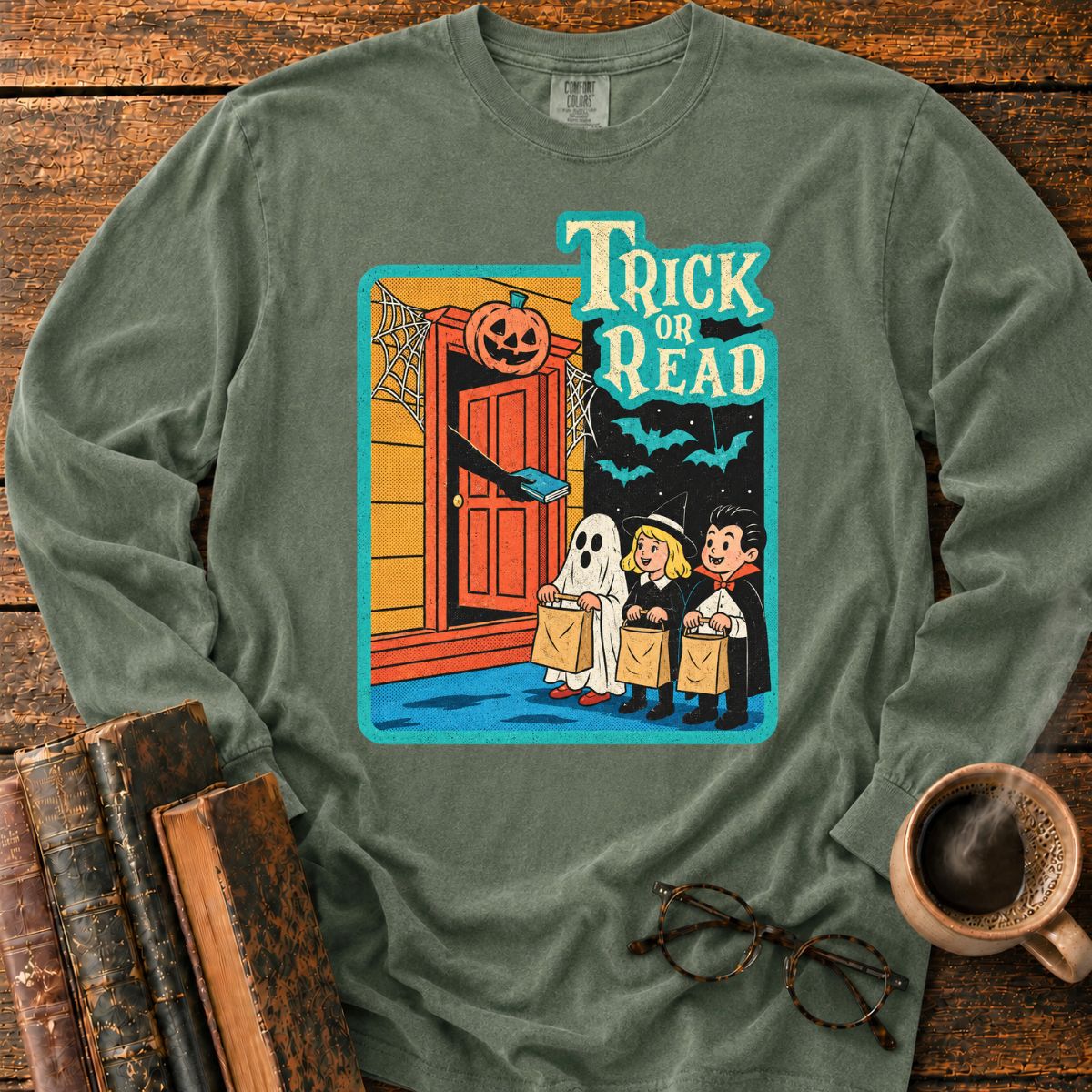 Retro Trick Or Read Halloween LS T-Shirt