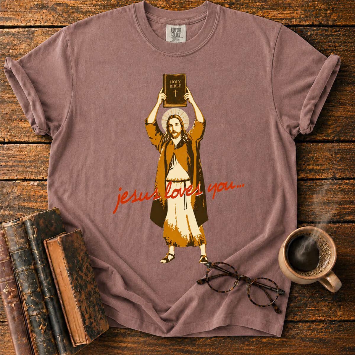 Jesus with Holy Bible T-Shirt