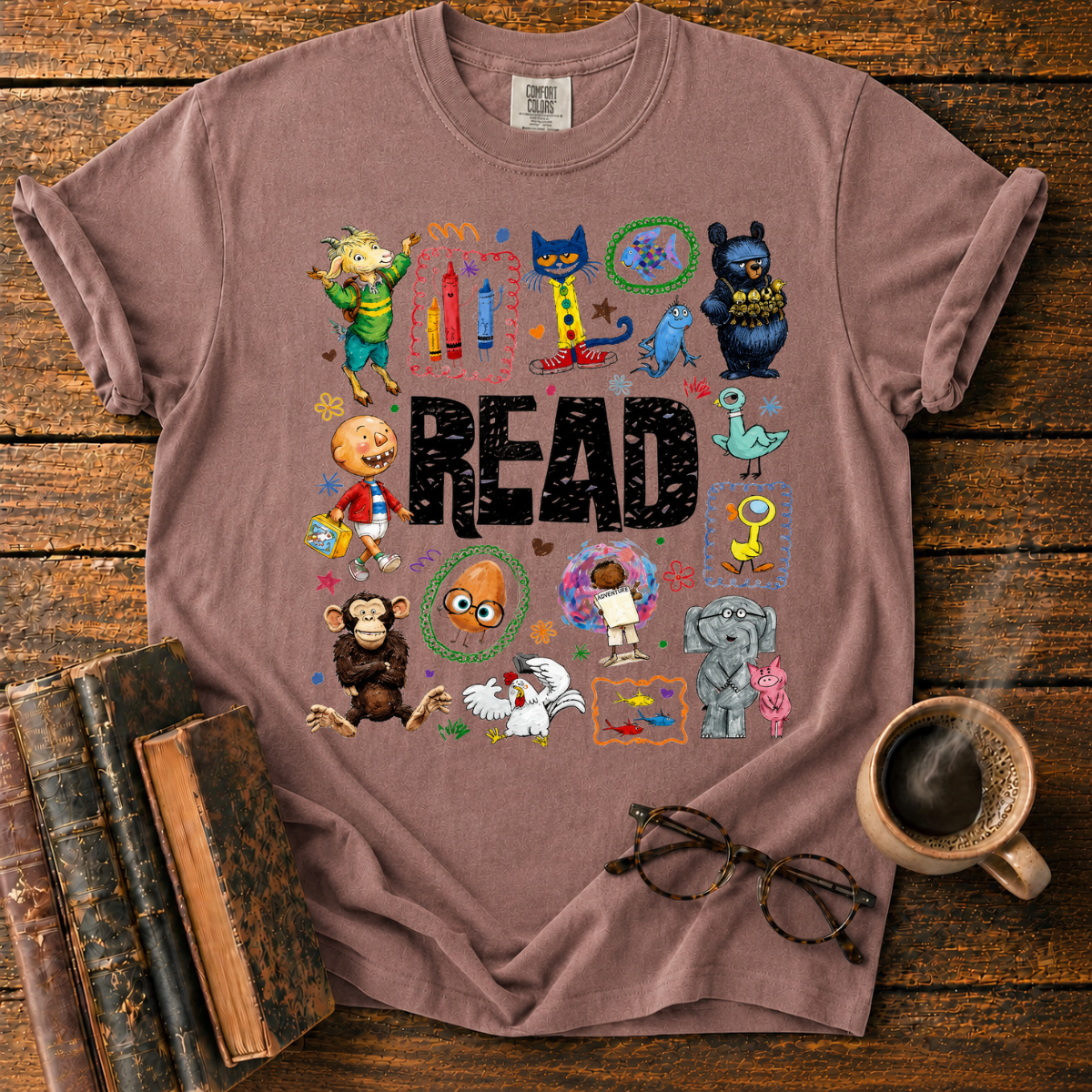 Whimsical Children’s Reading Collage T-Shirt