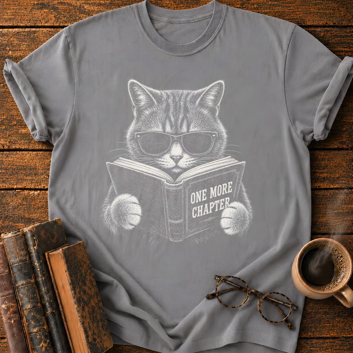 Cool Cat Reading One More Chapter T-Shirt