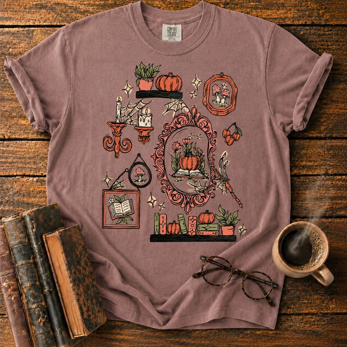 Witchy Garden Library Collage T-Shirt