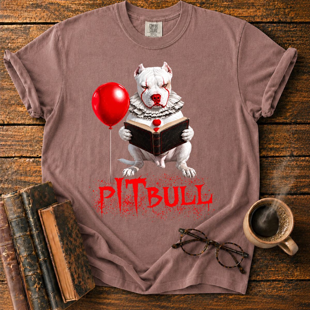 Pitbull Reading a Vintage Book T-Shirt