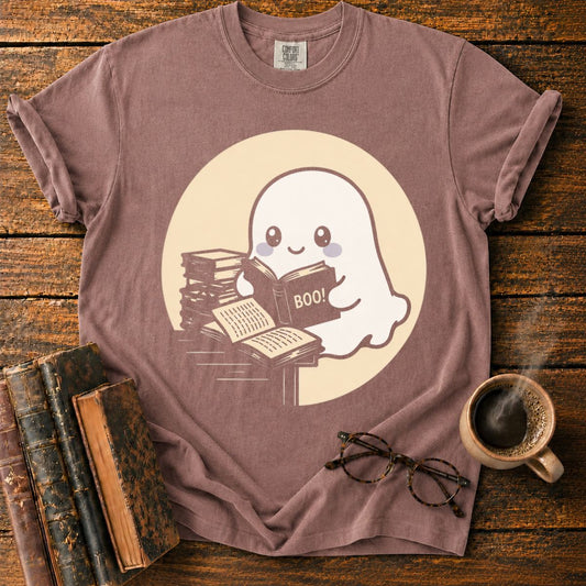 Kawaii Ghost Reading Books T-Shirt