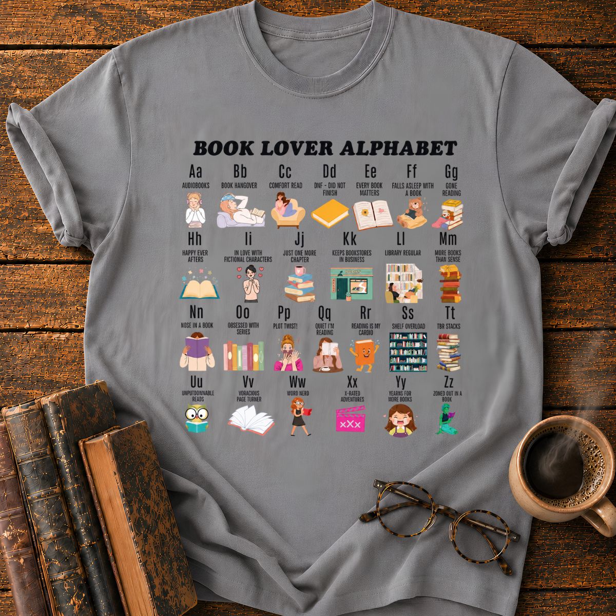 Book Lover Alphabet T-Shirt