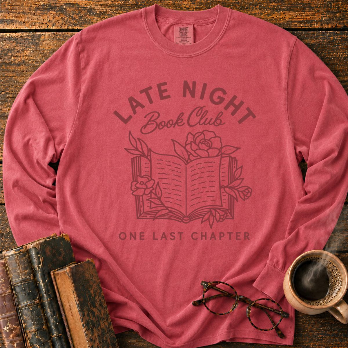 Late Night Book Club Floral LS T-Shirt