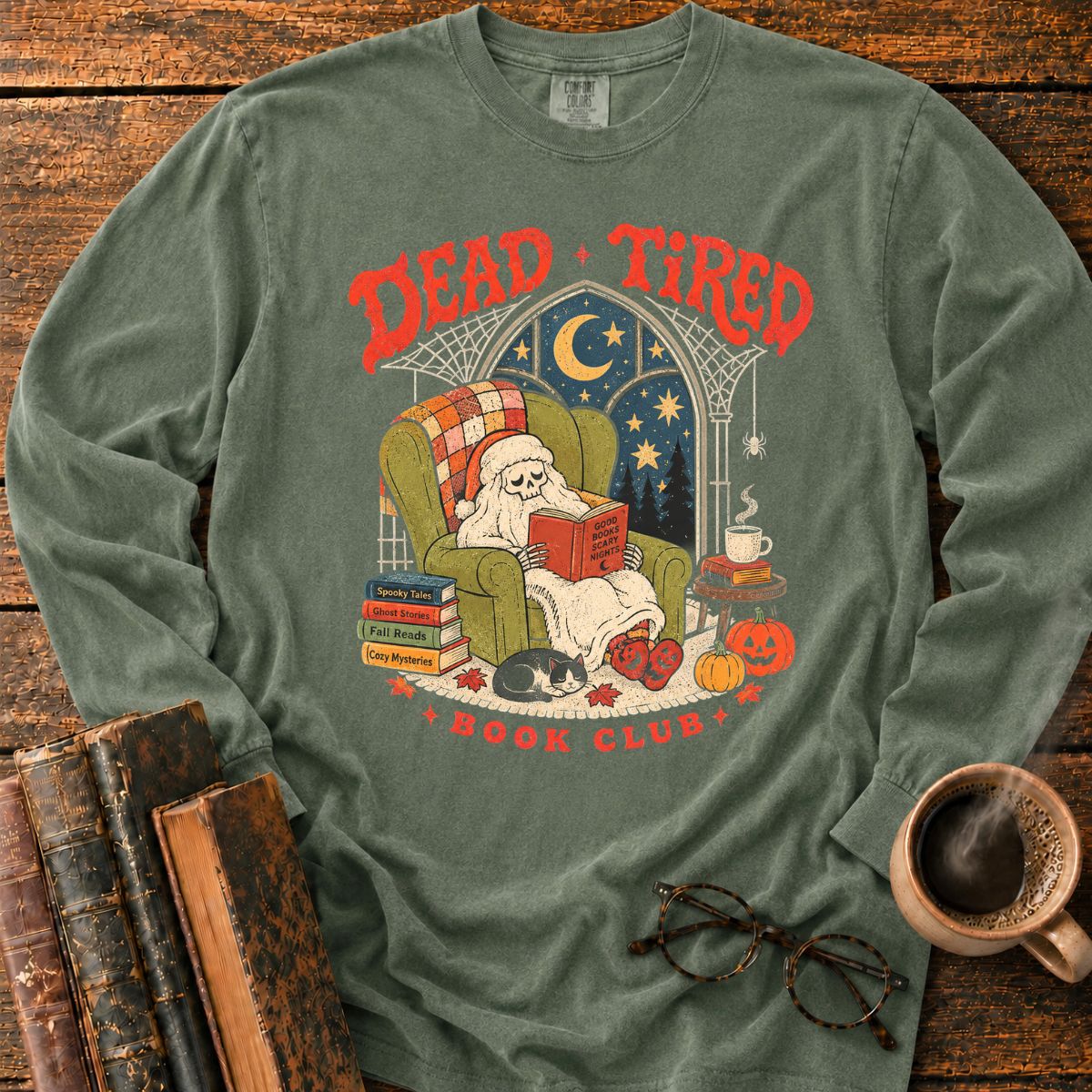 Dead Tired Book Club Skeleton LS T-Shirt