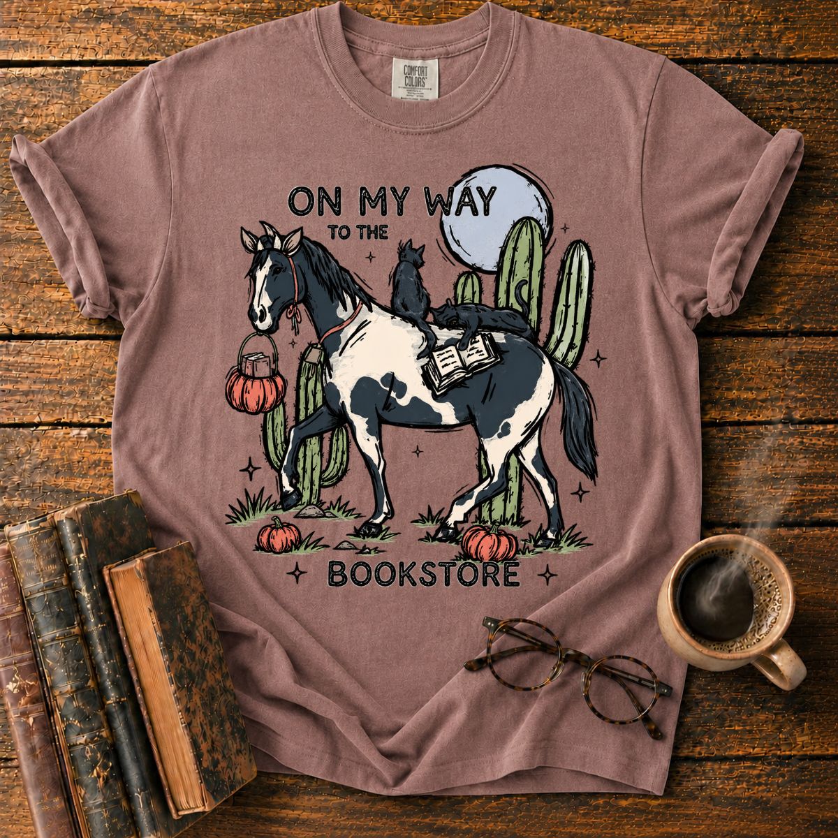 Horse/Cats To the Bookstore T-Shirt