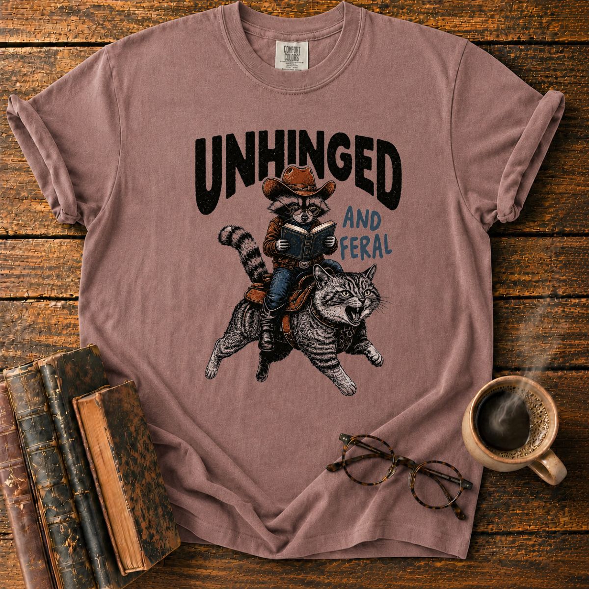 Unhinged Feral Raccoon Rider T-Shirt