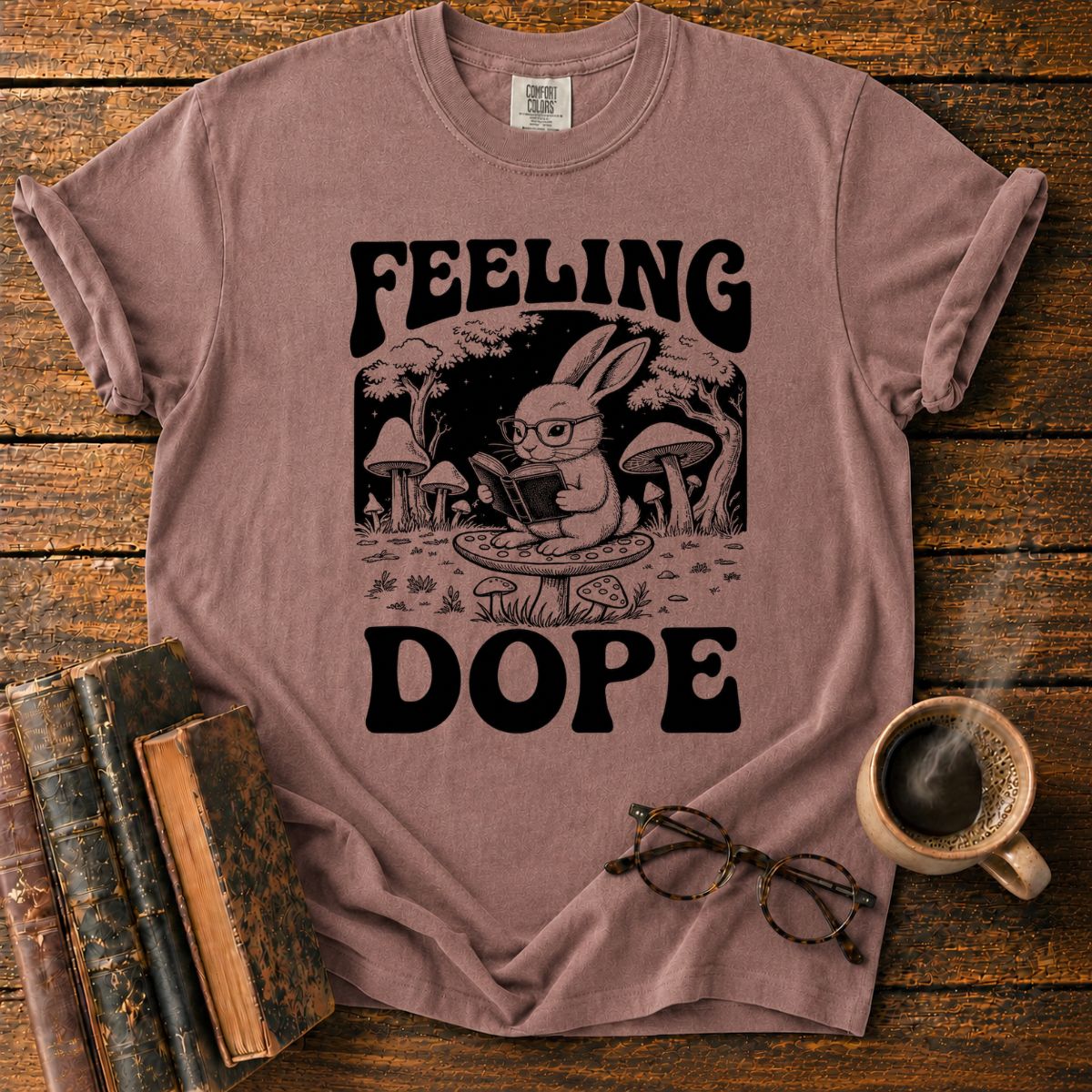 Feeling Dope_ Moonlit Rabbit Reader T-Shirt