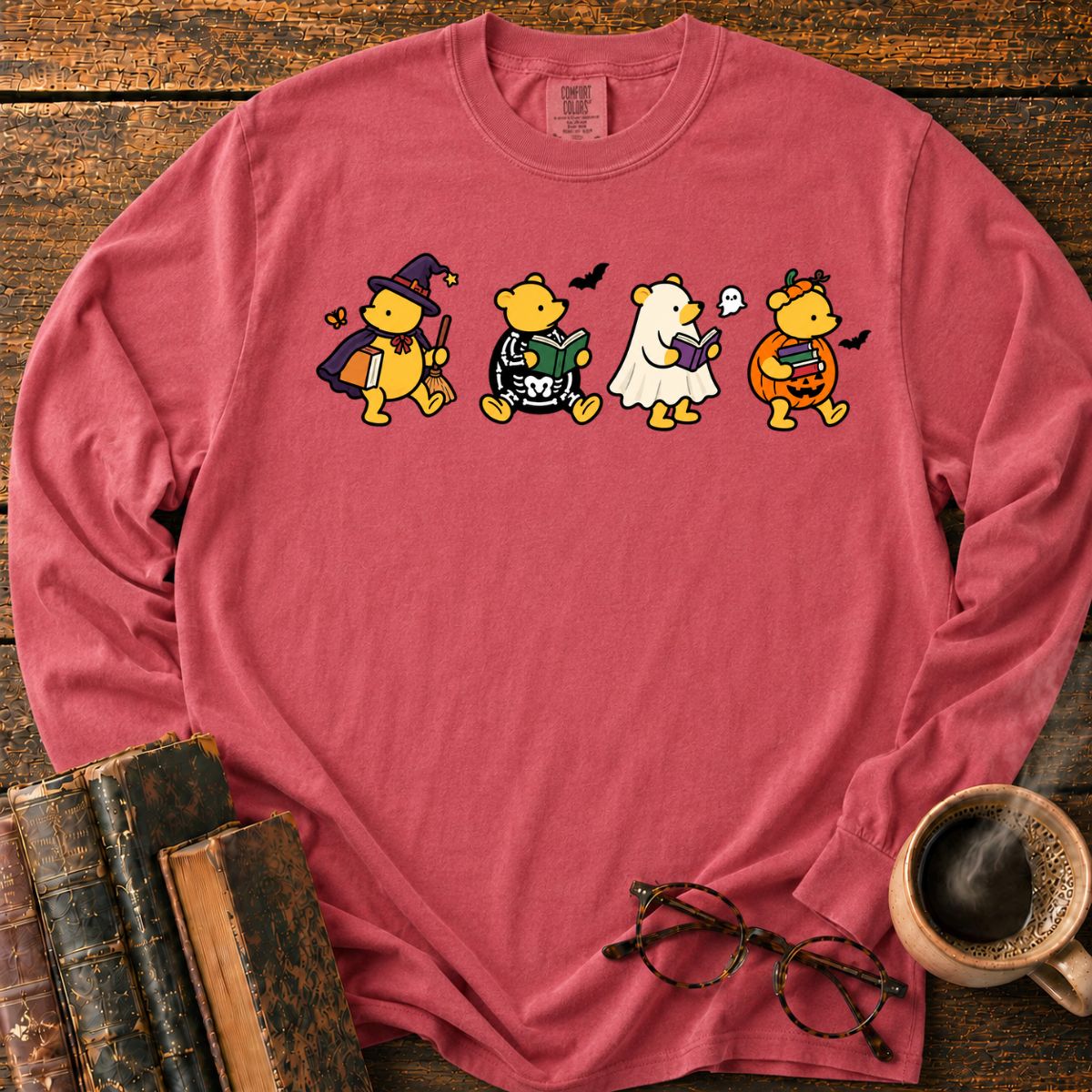 Halloween Bears Reading LS T-Shirt