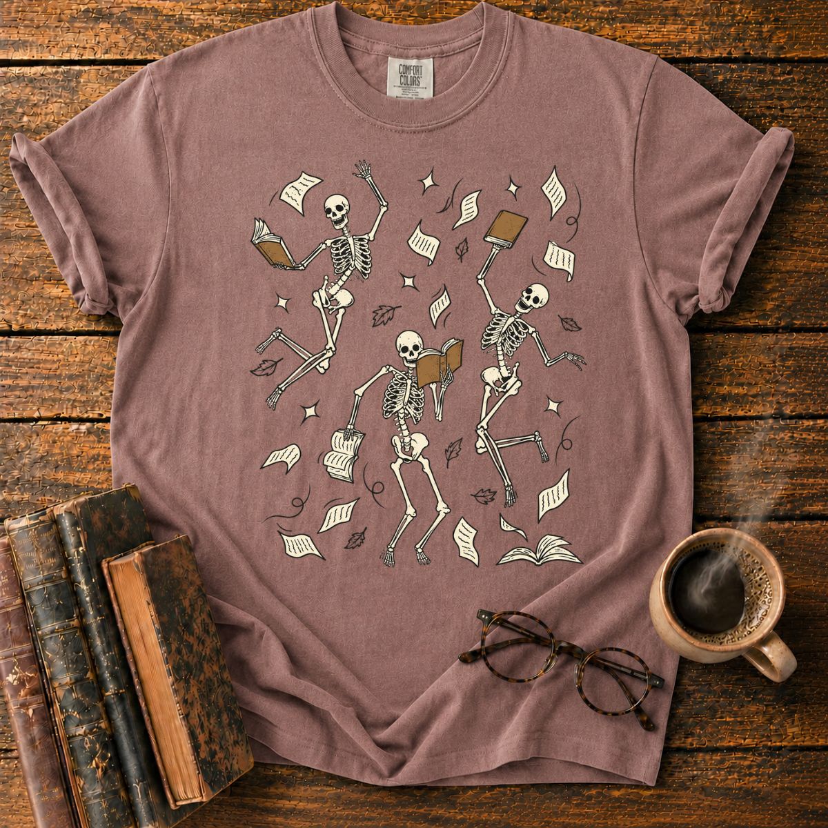 Dancing Skeletons Book Lover T-Shirt