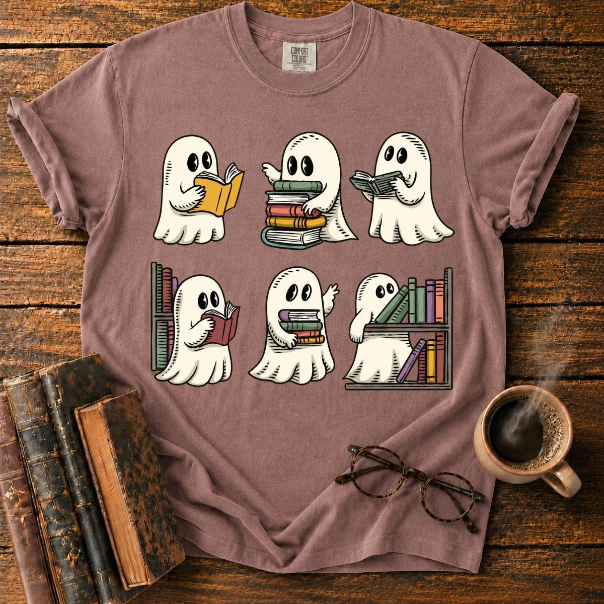 Cute Ghost Library Sticker Set T-Shirt