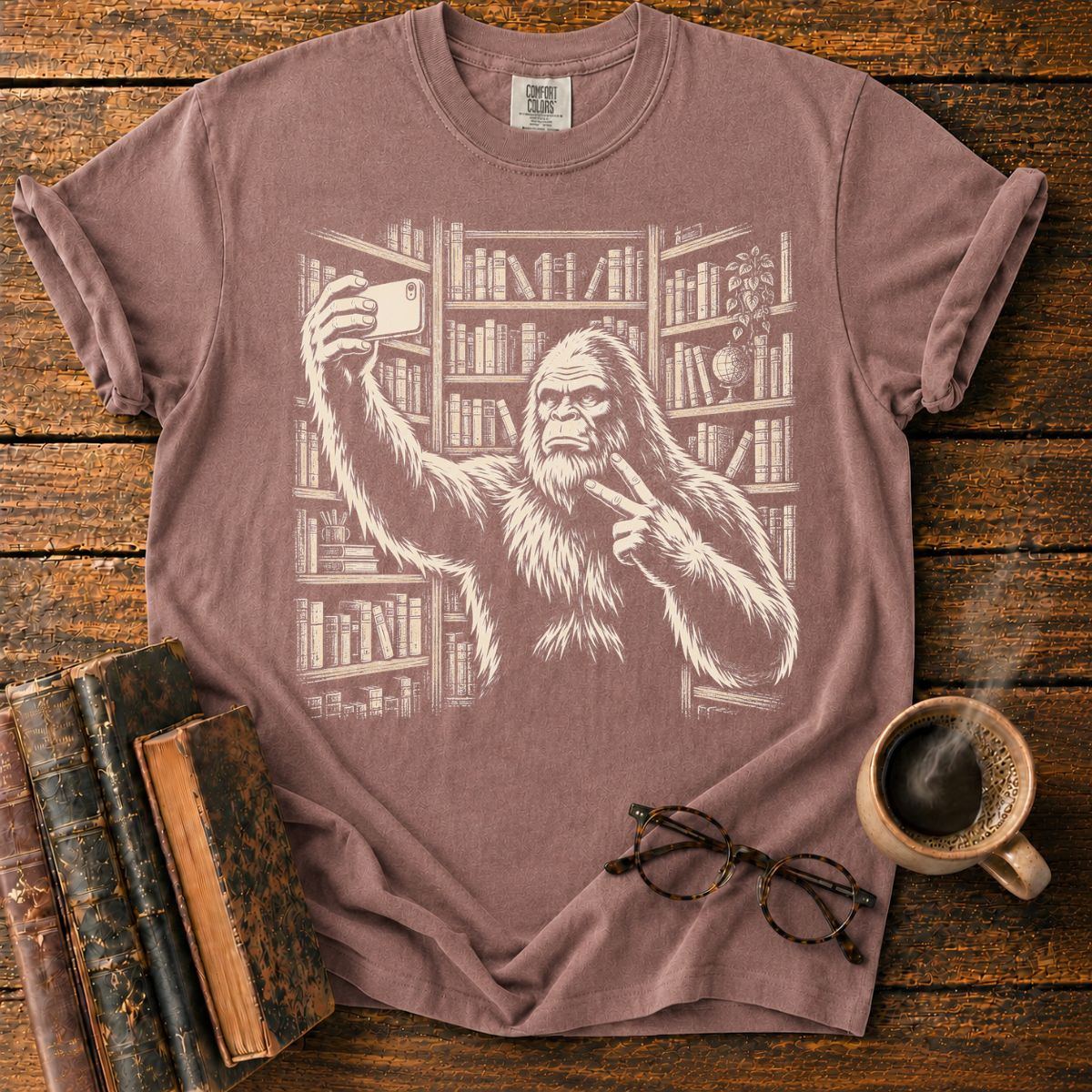 Bigfoot’s Vintage Library Selfie T-Shirt