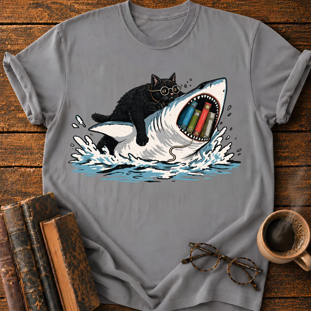 Cat Rides a Shark T-Shirt