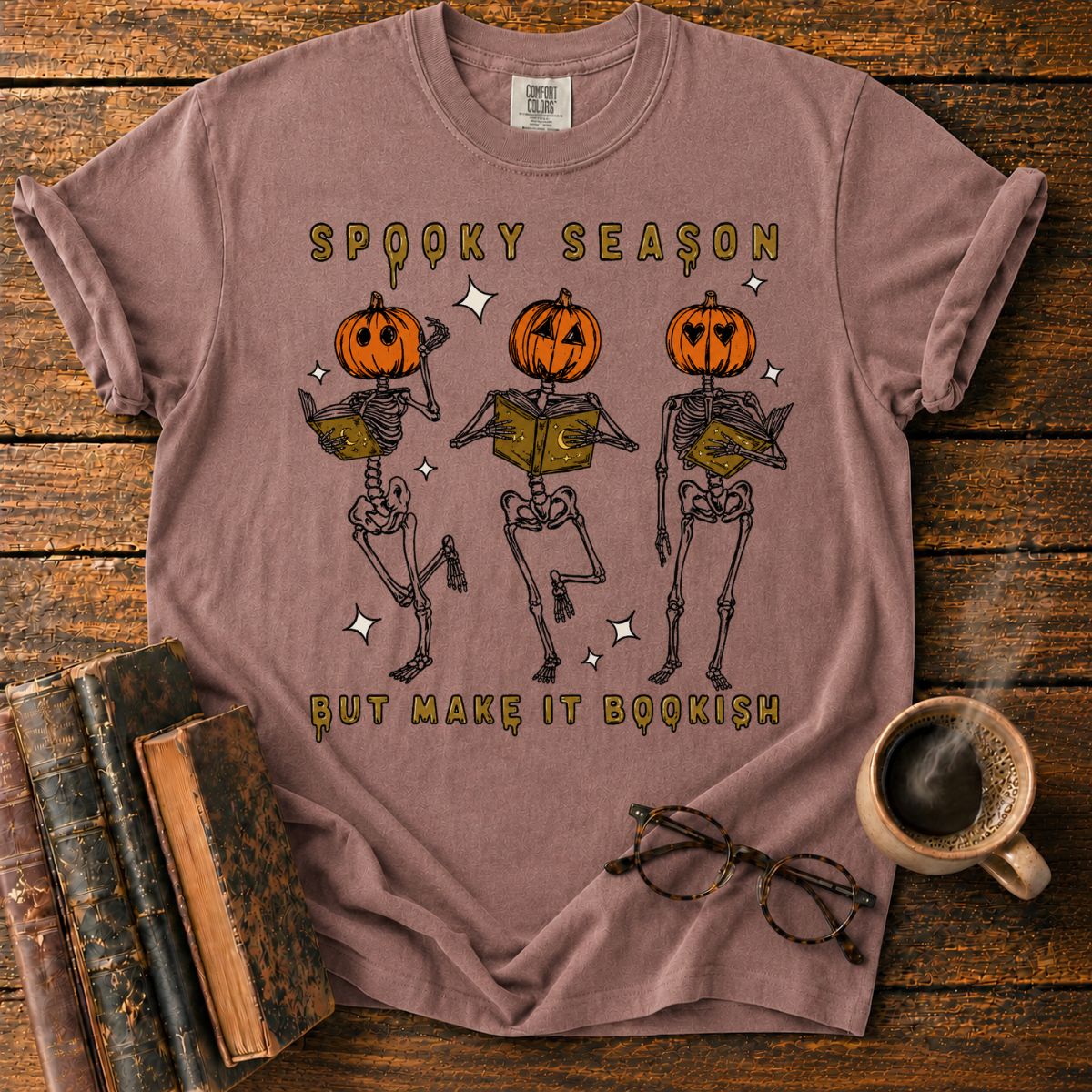 Spooky Season Bookish Skeleton Dance T-Shirt