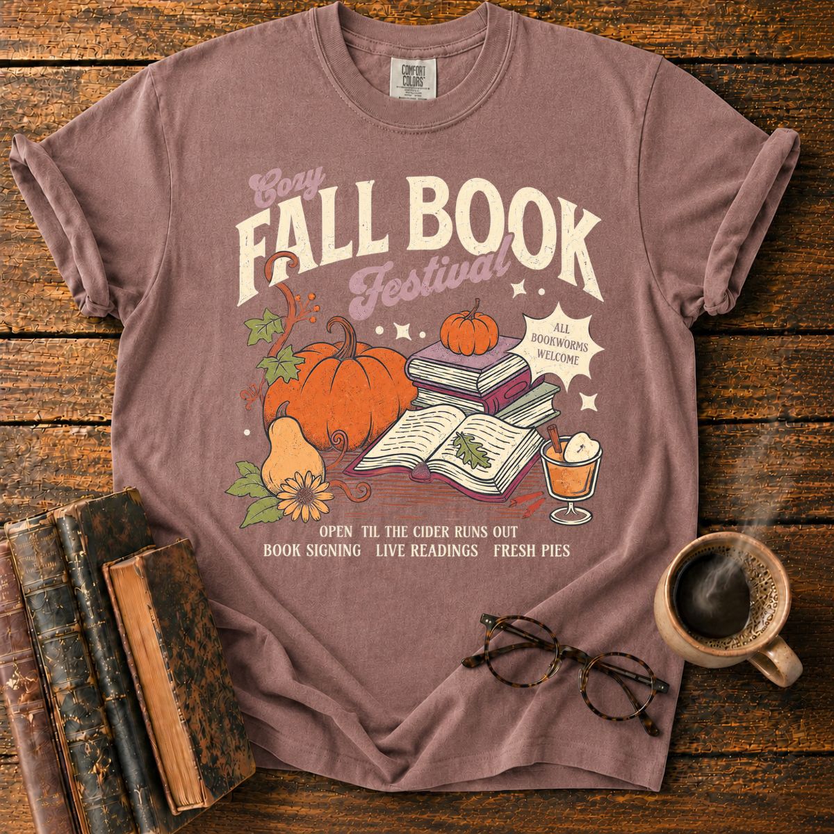 Cozy Fall Book Festival Pumpkin T-Shirt