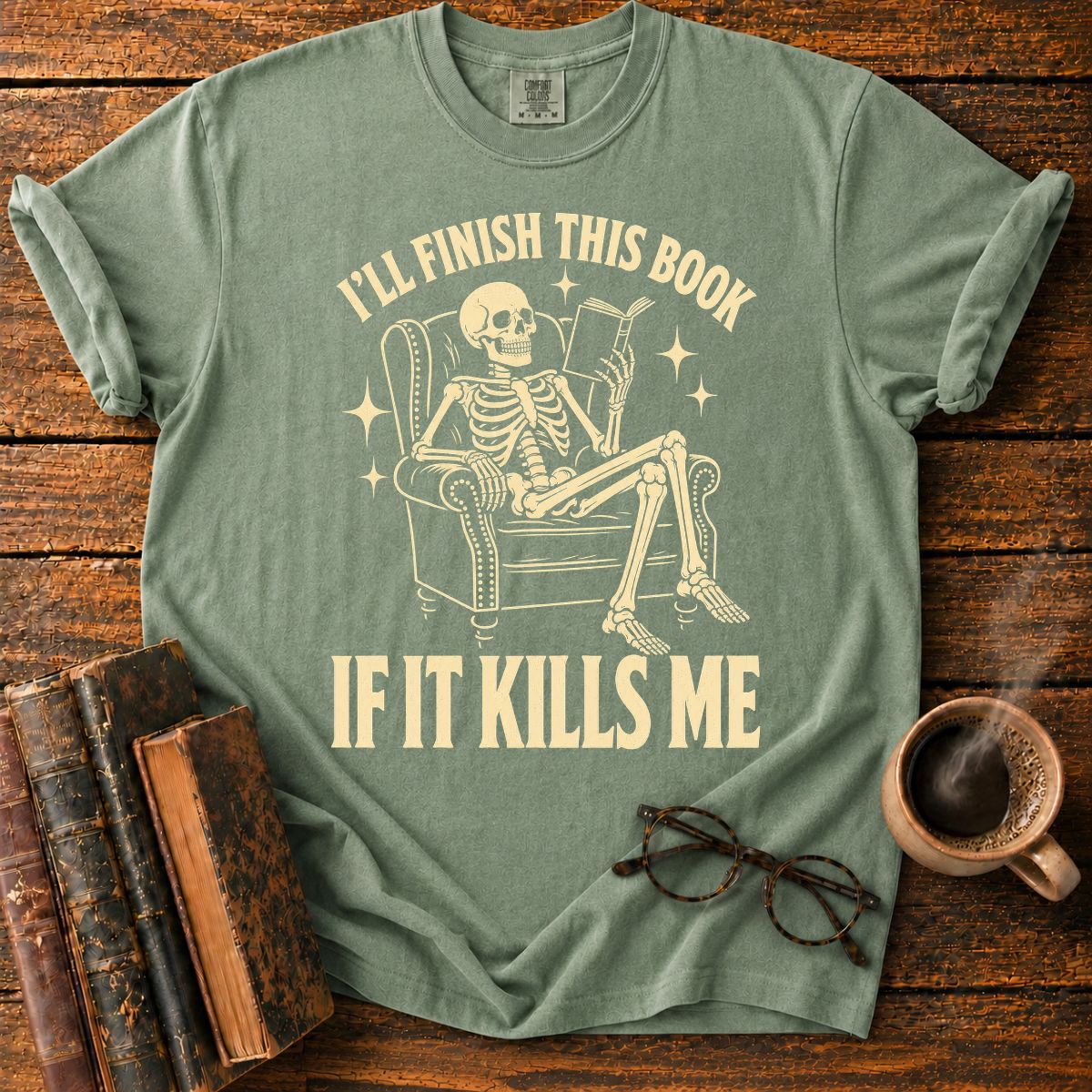 I'll Finish This Book Skeleton T-Shirt