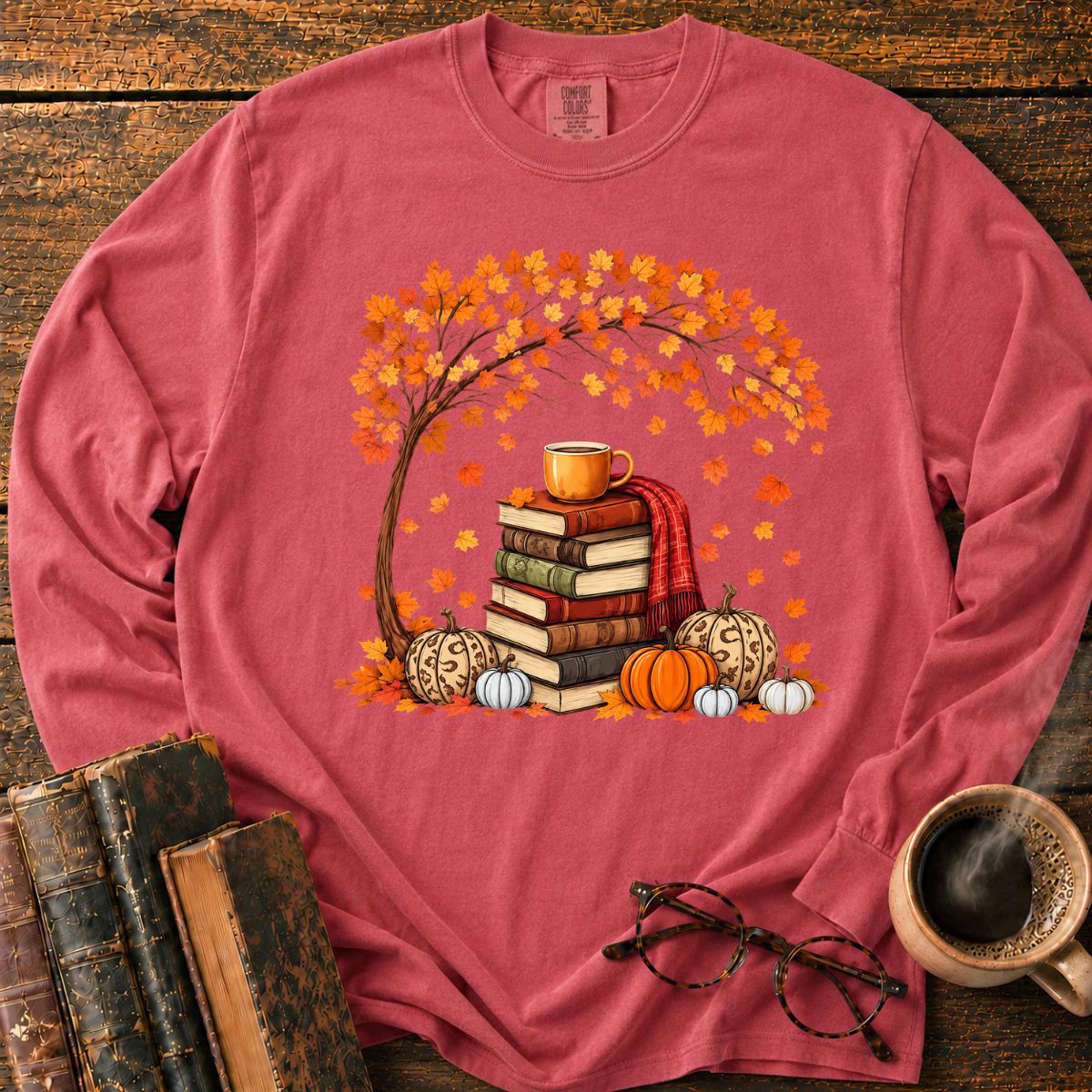 Autumn Book Stack LS T-Shirt