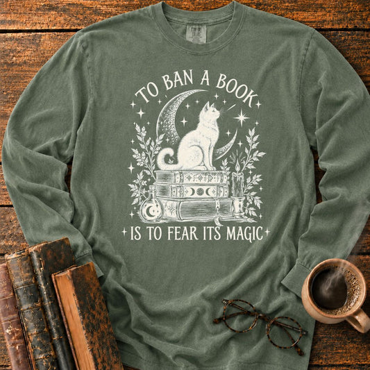 Mystical Cat and Book Magic LS T-Shirt