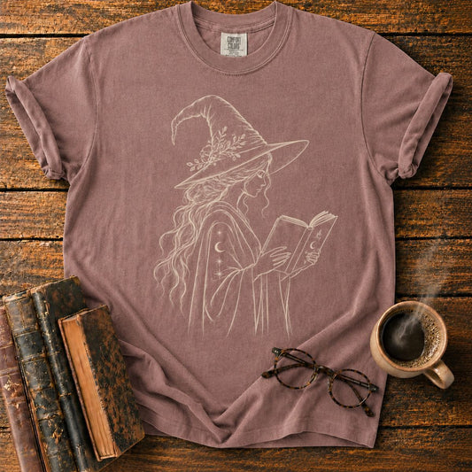 Mystical Witch Reading Under Starlight T-Shirt