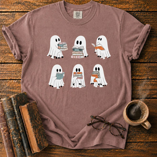 Cute Ghosts Reading Books T-Shirt